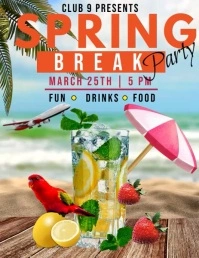 Spring break party video template Flyer (US Letter)