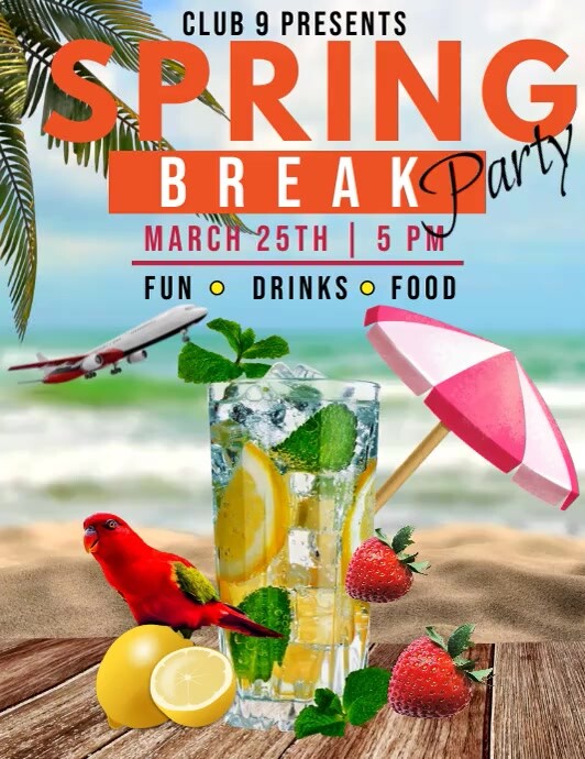 Spring break party video template | PosterMyWall