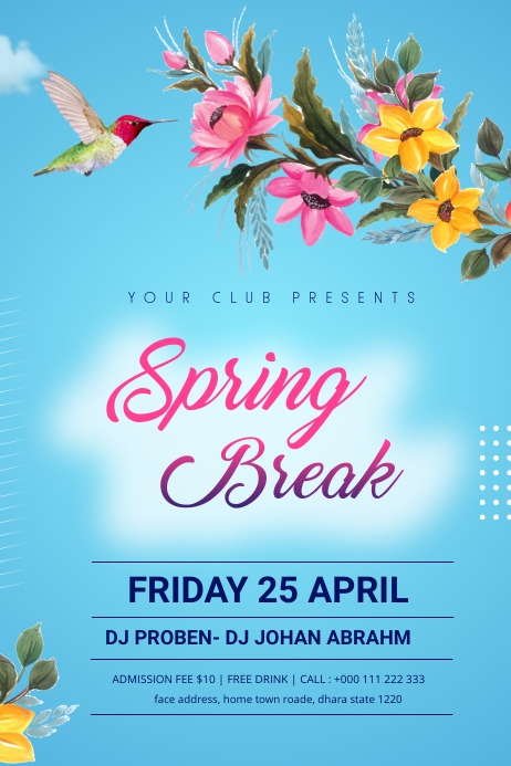 Spring Break Poster Template | PosterMyWall