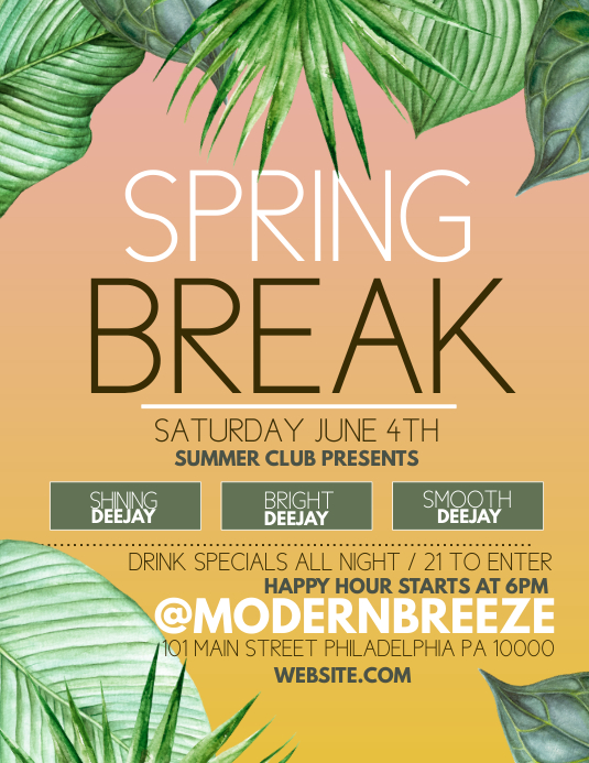 Spring Break Template PosterMyWall
