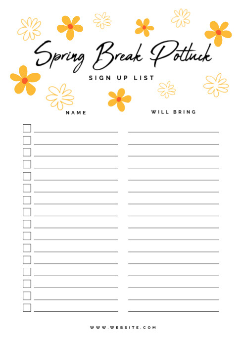 Spring Potluck Sign Spring Potluck Sign-up Flyers Template | PosterMyWall