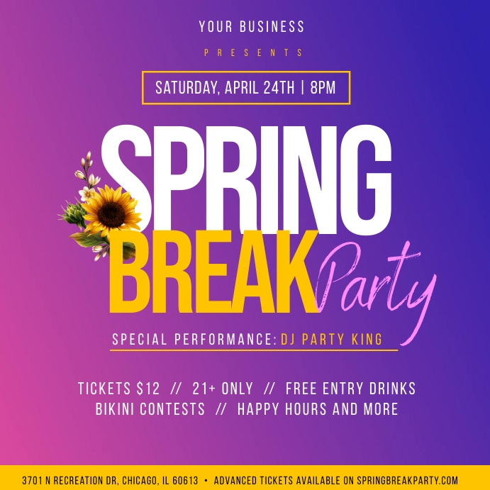 spring break social media post Template | PosterMyWall