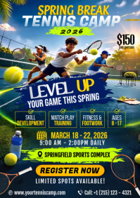 Spring Break Tennis Camp Flyer Template A4