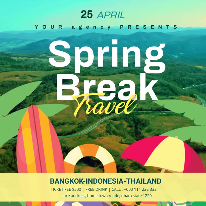 Spring Break Travel Template | PosterMyWall
