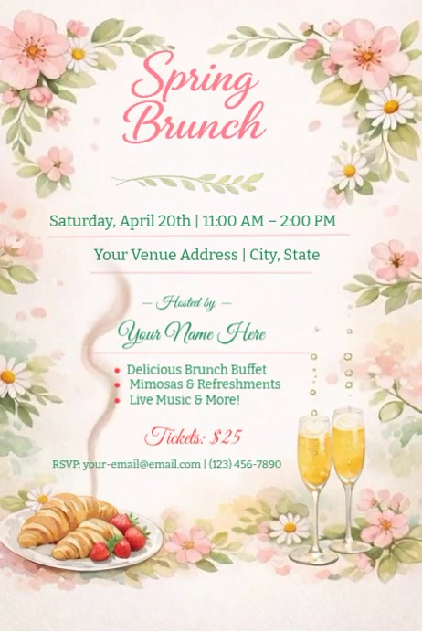 Spring Brunch Flyer Poster Template | PosterMyWall