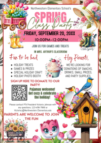 Spring Class Party Invitation A6 template