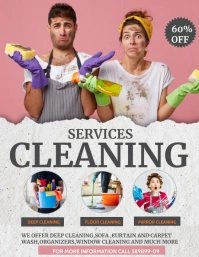 spring cleaning, cleaning services Folder (US Letter) template
