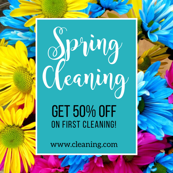 Spring cleaning 50% off clean service ad Template | PosterMyWall