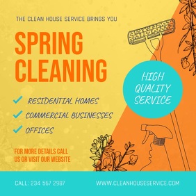 Yellow Spring Cleaning Service Instagram Video Square (1:1) template