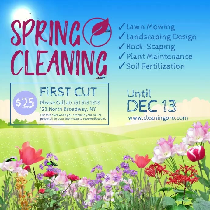 Spring Clean Invitation Blue Spring Cleaning Service Instagram Video Template | PosterMyWall