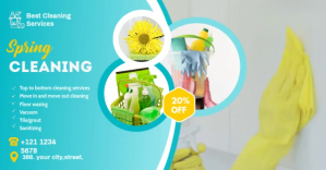 Blue Spring Cleaning Service Video โฆษณาบน Facebook template