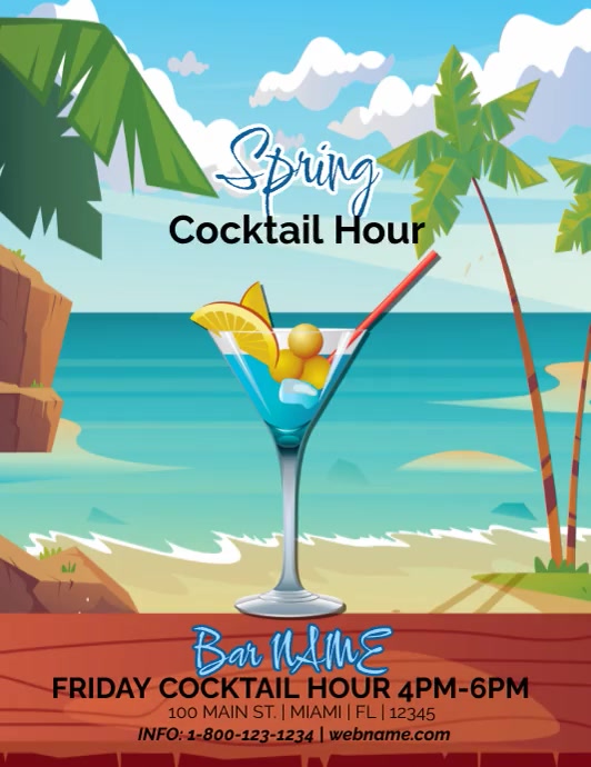 Spring Cocktail Hour Template | PosterMyWall