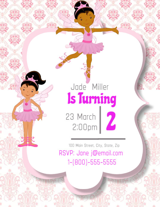 Ballerina Birthday Party Invitation Template Postermywall