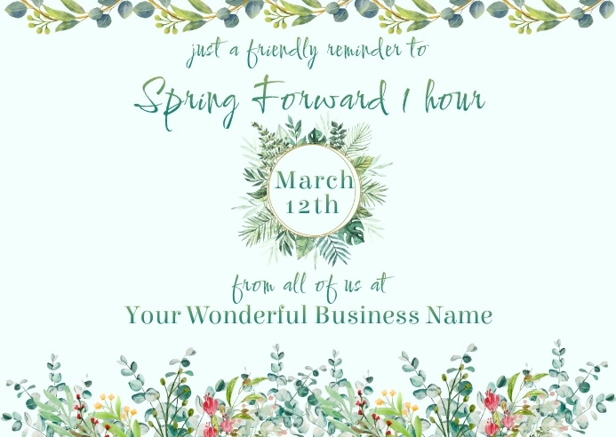 Spring Daylight Savings Postcard Template | PosterMyWall