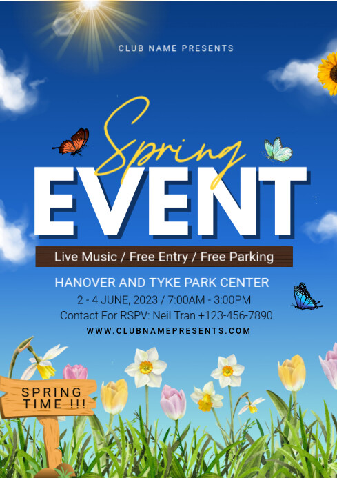 Blue Spring Event A4 Template | PosterMyWall