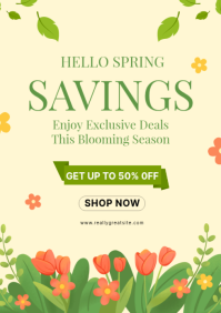 Желтый Spring Sale A4 Template