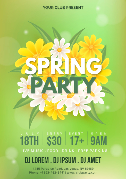 Green Spring Party A4 Template | PosterMyWall