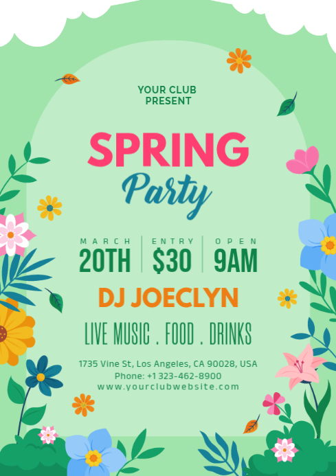 Green Spring Party A4 Template | PosterMyWall