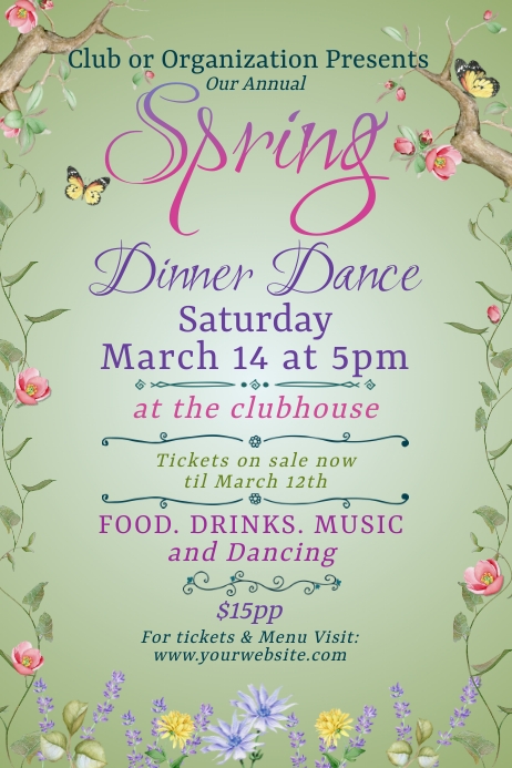 Spring Dinner Dance Invitation Template | PosterMyWall