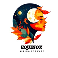 Spring Equinox Face Illustration Logo template