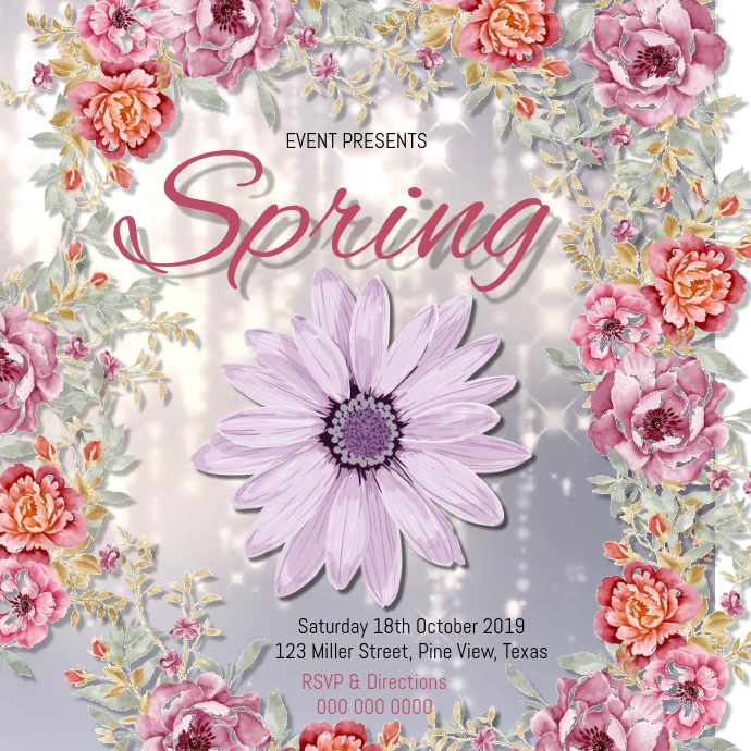 SPRING EVENT FLYER POSTER TEMPLATE 方形(1:1)