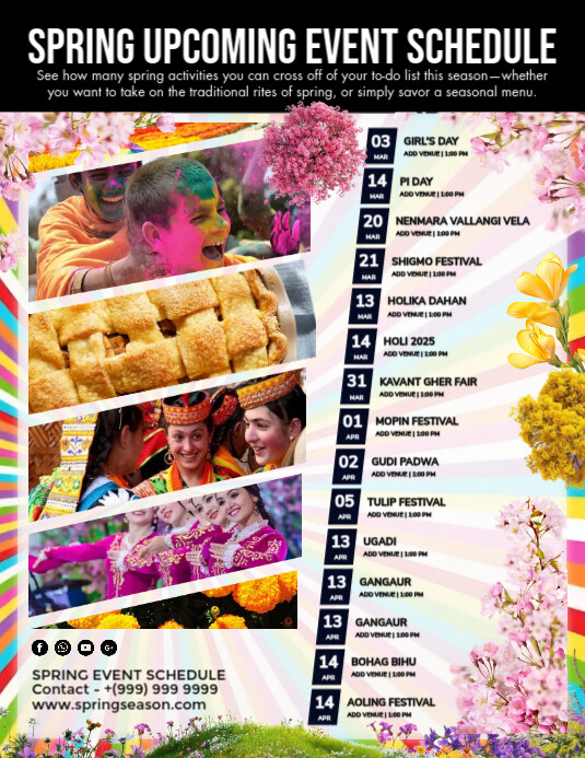 Spring Events Examples Spring Event Schedule 2021 Template | PosterMyWall