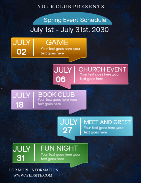 Spring Schedule Format Copy of Spring event schedule | PosterMyWall