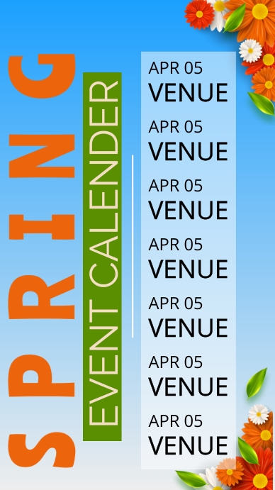 Spring Events, Schedule Post เรื่องราวบน Instagram template