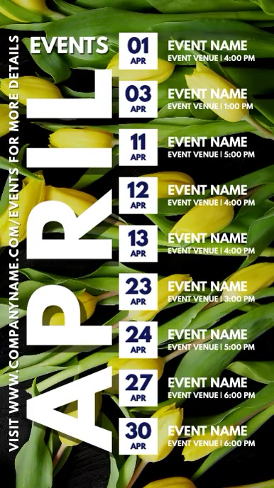 Spring Events Video Calendar Template | PosterMyWall