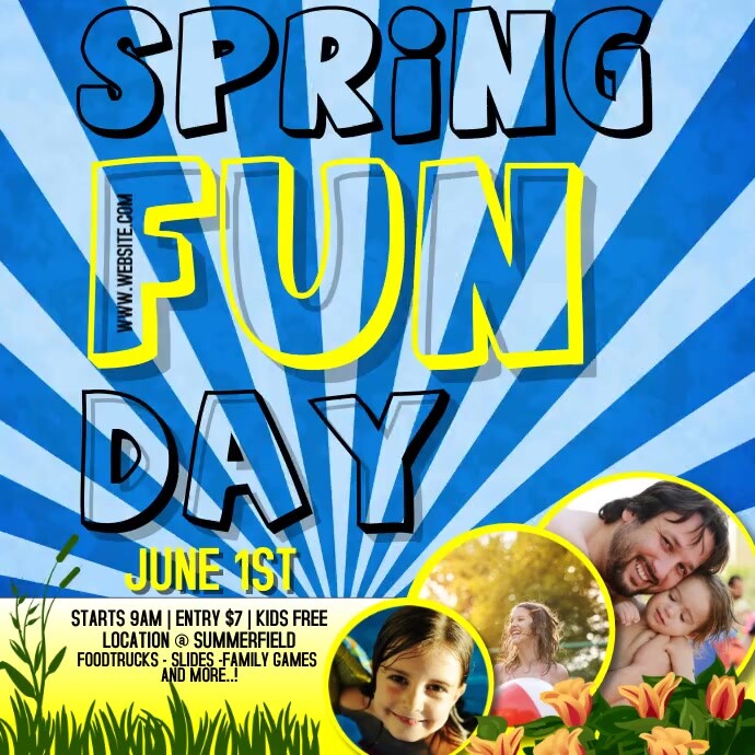 Fun Spring Advertisement SPRING FAMILY FUN DAY AD DIGITAL VIDEO Template | PosterMyWall