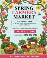 Spring Farmers Market & Fresh Produce Event Flyer Template Instagram Portrait