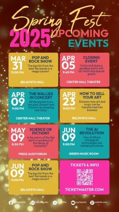 Spring Amh Events Spring Fest 2025 Upcoming Events Schedule Video Template | PosterMyWall