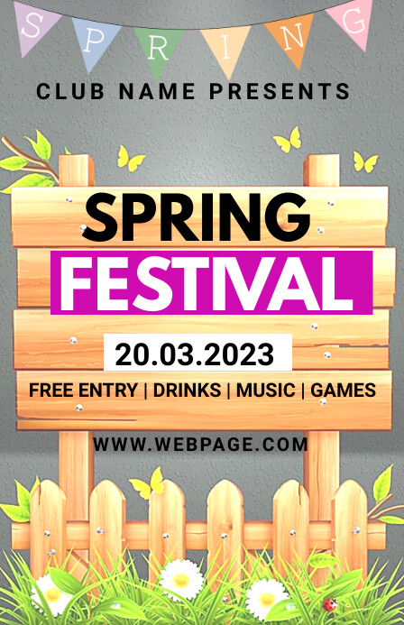 spring festival, hello spring, spring party 小报 template