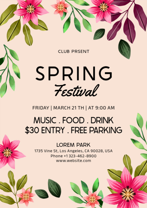 White Spring Festival A4 Template | PosterMyWall