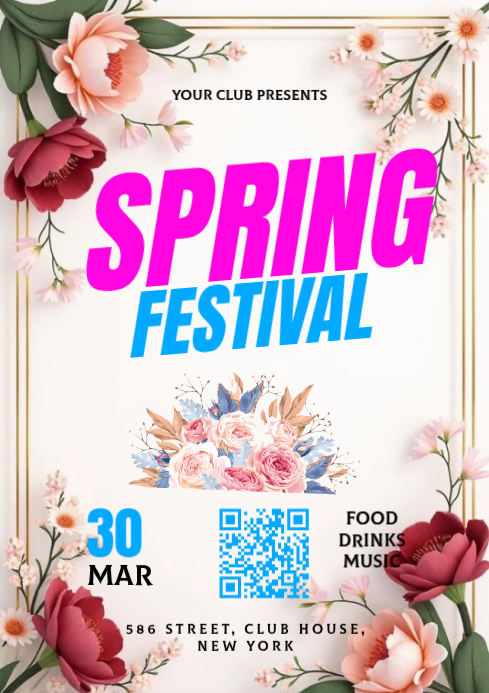 White Spring Festival A4 Template | PosterMyWall