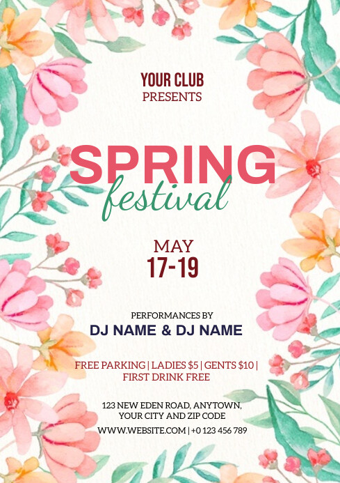 Fun Spring Event Flyer SPRING FESTIVAL EVENT FLYER TEMPLATE | PosterMyWall