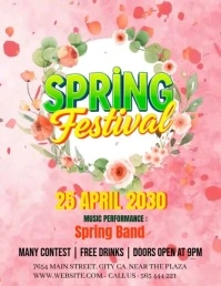 Spring Festival Pink Video Рекламная листовка (US Letter) template