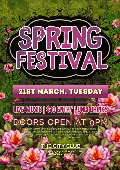 Spring Festival Poster Fairytale Pink Garden Template | PosterMyWall