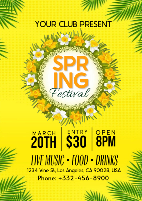Yellow Spring Festival A4 Template | PosterMyWall