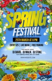 Spring Festival Video Flyer Media Página Ancho template