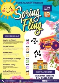 Spring Fling Academy Week Schedule A4 template
