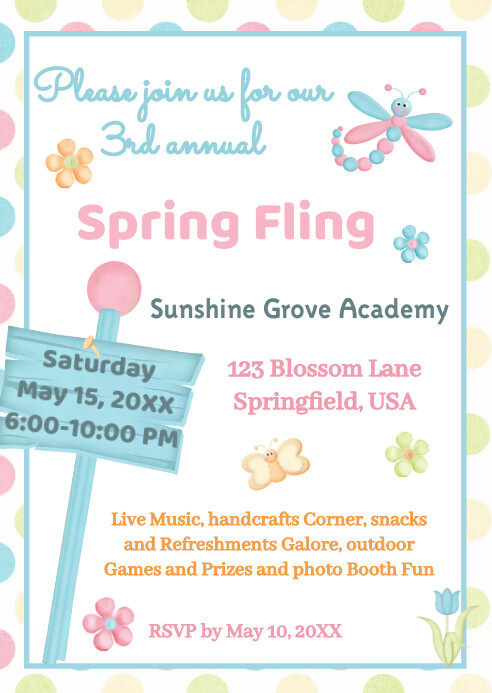 Spring Fling Editable Fundraiser Flyer Template | PosterMyWall
