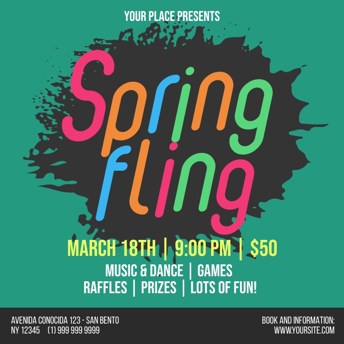 Spring Fling party invitation free template | PosterMyWall