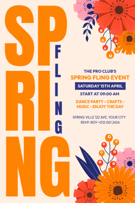 Spring Fling Poster Ads Template | PosterMyWall