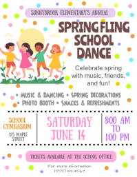 Spring Fling School Dance Flyer Template Pamflet (Letter AS)