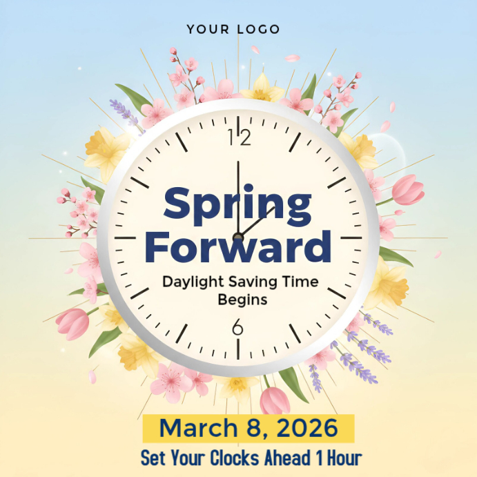 Spring Forward Nz Spring Forward 2026 Poster | Daylight Saving Time Begins Floral Clock ...