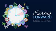 spring forward animated background with paper clock, flowers and butterflies Isethulo (16:9) template