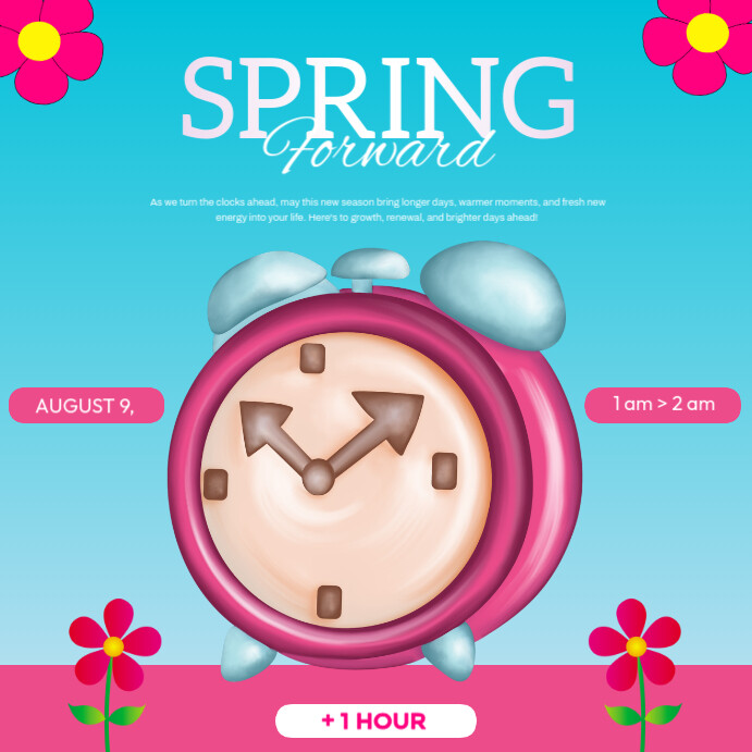 spring forward clock poster Square (1:1) template
