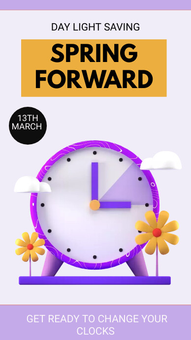 spring forward day light saving time เรื่องราวบน Instagram template