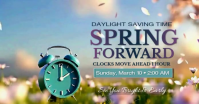 Spring Forward Daylight Saving Time Reminder Animated Landscape Template – Set Clocks Ahead 1 Hour F Image partagée Facebook